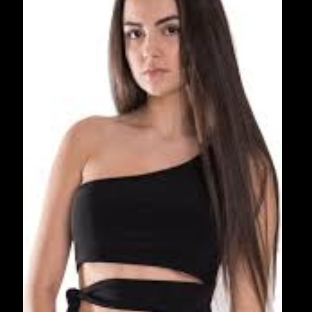 CHERL Teen Angel One Shoulder Tie Crop Top